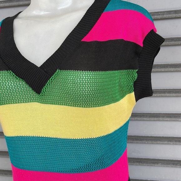 C Leo Knit Mini Multi Color Dress Size L - Picture 4 of 7